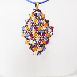 Pendant 30cm - Malvina Rhombus M-Lavender Leather - Pendant 30cm - Laiton bronze